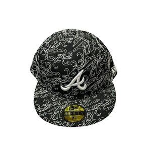 Atlanta Braves New Era 59FIFTY Black Fitted Hat 7 1/2 Genuine Merchandise